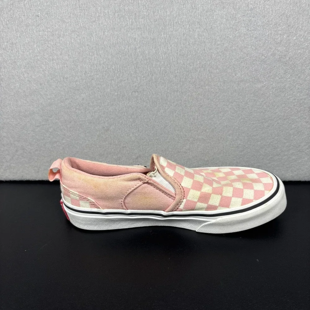 Vans Shoes Youth Size 1 Missy Off The Wall Check Skate Loafer 508731 Pink Fabric